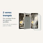 Verre trempé pour protéger lécran – Coque Silicone Angles Renforcés + 2 Vitres Protection Écran Pour Google Pixel 7 Pro 5G