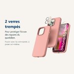Verre trempé pour protéger lécran – Coque Silicone Rose + Verres Trempés et Protections Caméra Arrière X2 Pour iPhone 13 Pro