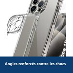 Vue de détail – Coque Pour iPhone 15 Pro Max Silicone Transparente Angles Renforcés + Verre Trempé