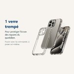 Verre trempé pour protéger lécran – Coque Pour iPhone 15 Pro Max Silicone Transparente Angles Renforcés + Verre Trempé
