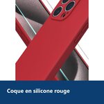 Vue de détail – Coque Silicone Rouge + Verre Trempé Pour iPhone 15 Pro Max