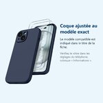 Accessoire ajusté au modèle exact – Coque Silicone Bleu Nuit + 2 Verres Trempés Pour iPhone 15 Plus