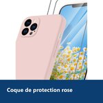 Vue de détail – Coque Rose pour iPhone 12 Pro Max (6,7 pouces) et 2 Verres Trempé Film Protection Ecran
