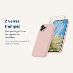 Verre trempé pour protéger lécran – Coque Rose pour iPhone 12 Pro Max (6,7 pouces) et 2 Verres Trempé Film Protection Ecran