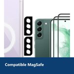 Vue de détail – Coque Silicone Transparente Compatible Magsafe + Verres Trempés et Protections Caméra Arrière X2 Pour Samsung