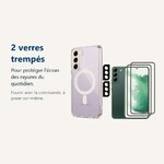 Verre trempé pour protéger lécran – Coque Silicone Transparente Compatible Magsafe + Verres Trempés et Protections Caméra Ar