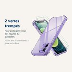 Verre trempé pour protéger lécran – Coque antichoc pour iPhone 12 Mini (5,4 pouces) et 2 Verres Trempé Film Protection Ecran