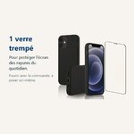 Verre trempé pour protéger lécran – Coque Noir pour iPhone 12 Mini (5,4 pouces) et Verre Trempé Film Protection Ecran