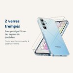 Verre trempé pour protéger lécran – Coque Silicone Transparente + 2 Verres Trempés Pour Samsung Galaxy A35 5G