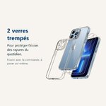 Verre trempé pour protéger lécran – Coque Transparente pour iPhone 13 Pro Max (6,7 pouces) et 2 Verres Trempé Film Protectio