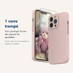 Verre trempé pour protéger lécran – Coque Rose pour iPhone 13 Pro Max (6,7 pouces) et Verre Trempé Film Protection Ecran