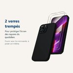 Verre trempé pour protéger lécran – Coque Noir pour iPhone 13 Pro Max (6,7 pouces) et 2 Verres Trempé Film Protection Ecran