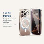 Verre trempé pour protéger lécran – Coque Silicone Transparente Compatible Magsafe + Verre Trempés et Protection Caméra Arri