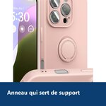 Vue de détail – Coque Silicone Pour iPhone 16 Pro Max Couleur Rose Avec Anneau Support