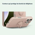 Contour qui protège les bords – Coque Silicone Pour iPhone 16 Pro Max Couleur Rose Avec Anneau Support