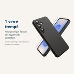 Verre trempé pour protéger lécran – Coque Pour Samsung Galaxy S25 Silicone Noir + Verre Trempé