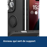 Vue de détail – Coque Silicone Pour iPhone 16 Pro Max Couleur Noir Avec Anneau Support
