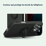 Contour qui protège les bords – Coque Silicone Pour iPhone 16 Pro Max Couleur Noir Avec Anneau Support