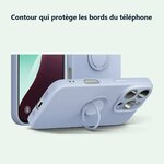 Contour qui protège les bords – Coque Silicone Pour iPhone 16 Pro Couleur Violet Avec Anneau Support