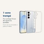 Verre trempé pour protéger lécran – Coque Silicone Transparente + Verre Trempé Pour Samsung Galaxy S25