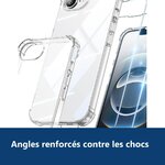 Vue de détail – Coque Pour iPhone 16e Silicone Transparente Angles Renforcés + 2 Verres Trempés