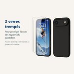 Verre trempé pour protéger lécran – Coque Pour iPhone 17 Air Silicone Noir + 2 Verres Trempés