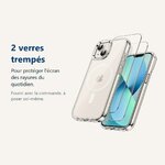 Verre trempé pour protéger lécran – Coque Silicone Transparente Compatible Magsafe + Verres Trempés X2 Pour iPhone 13 Mini