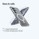 Contenu du colis – Coque de Protection Transparente Compatible Magsafe + 2 Verres Trempés Pour Samsung S25 Ultra