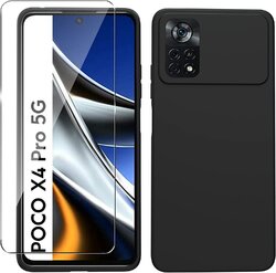 Coque Silicone Rose + 2 Protections Verre Trempé Pour Poco X4 Pro 5G - Pack Little Boutik