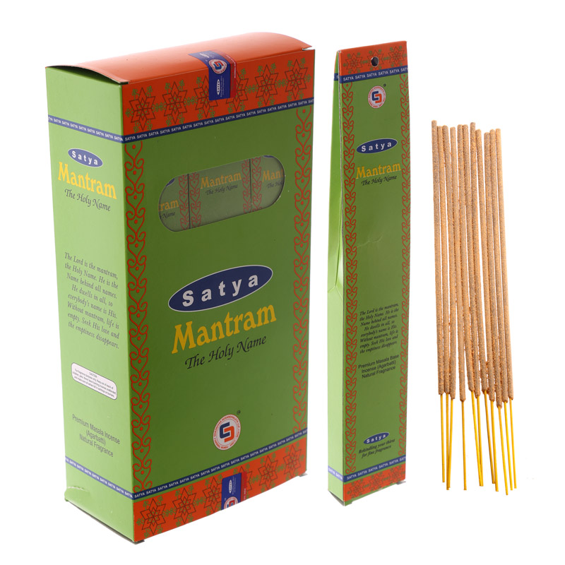 Assortiment d'encens Satya 12 variétés (12 paquets X 15g) + porte-encens  mangowood 3 #