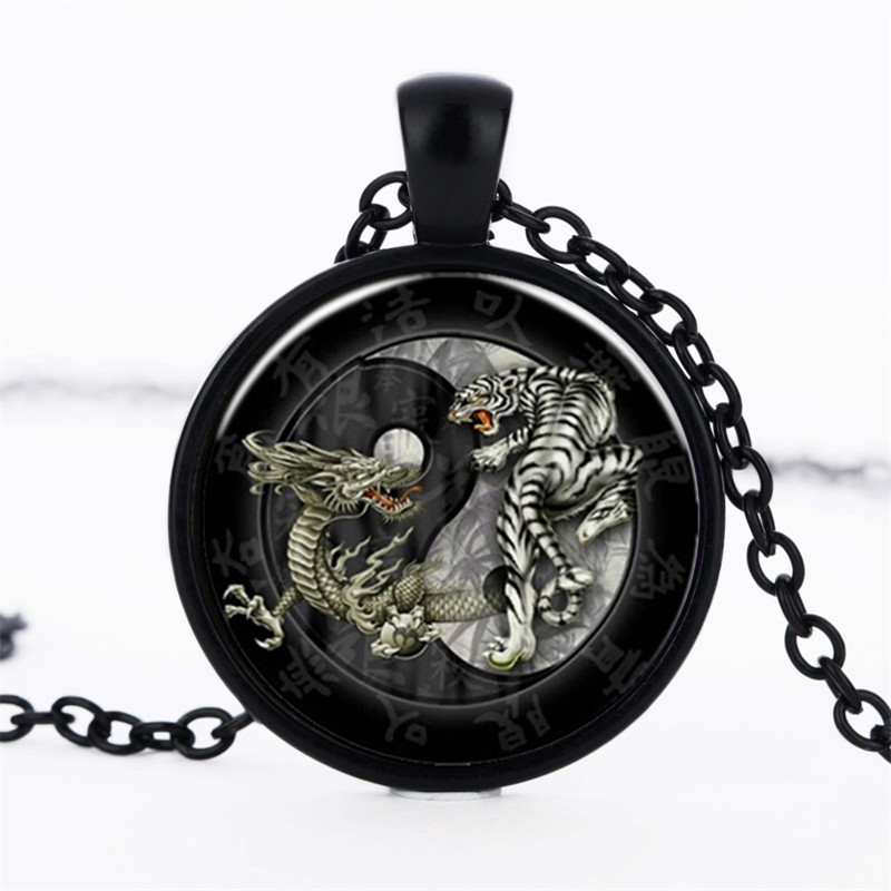 Pendentif-noir-ninja-dragon-tigre-Yin-Yang-arts-martiaux-kung-fu-pendentif-feng-shui