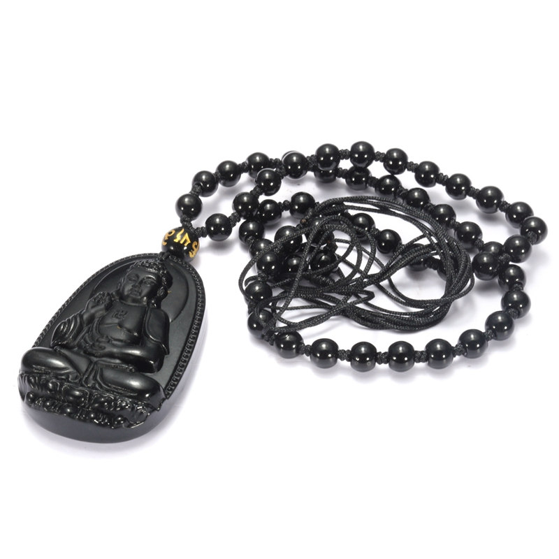 3.Noir-Obsidienne-Amitabha-Bouddha-Amulette-Pendentif-Avec-Perles-Collier-protection-feng-shui-2018