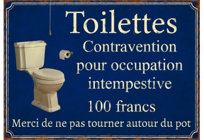 Plaque Toilettes contravention