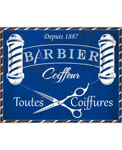 Plaque vintage barbier coiffeur