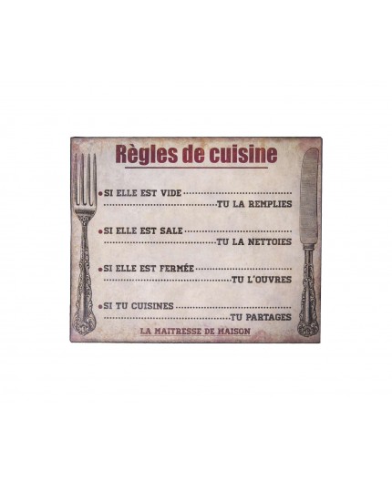 Plaque En Métal Règles De Cuisine Vintage Plaques Metalsignalétiques Inexmob 