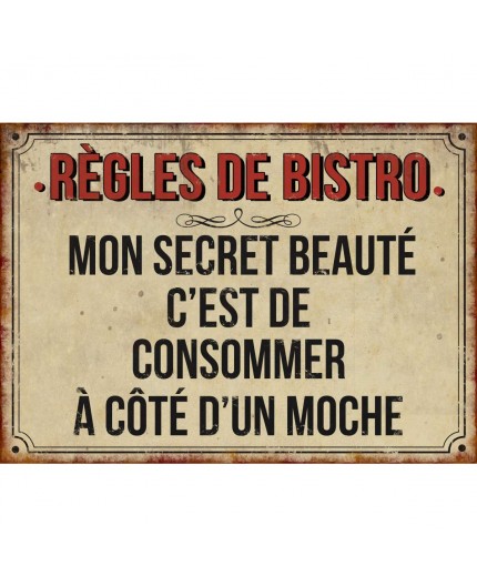 Plaque métal vintage mon secret de beauté