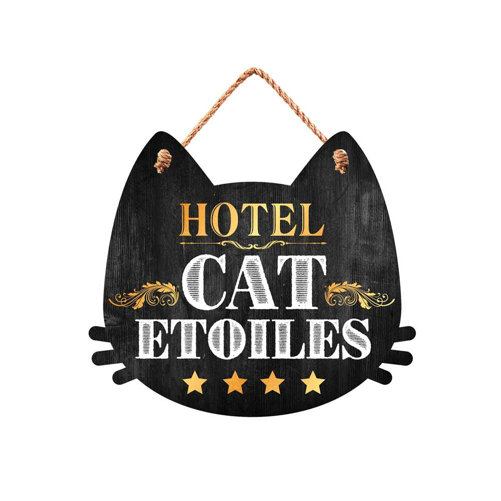 Plaque bois hôtel cat étoiles