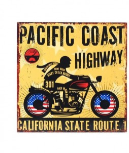 plaque métal biker pacific coast