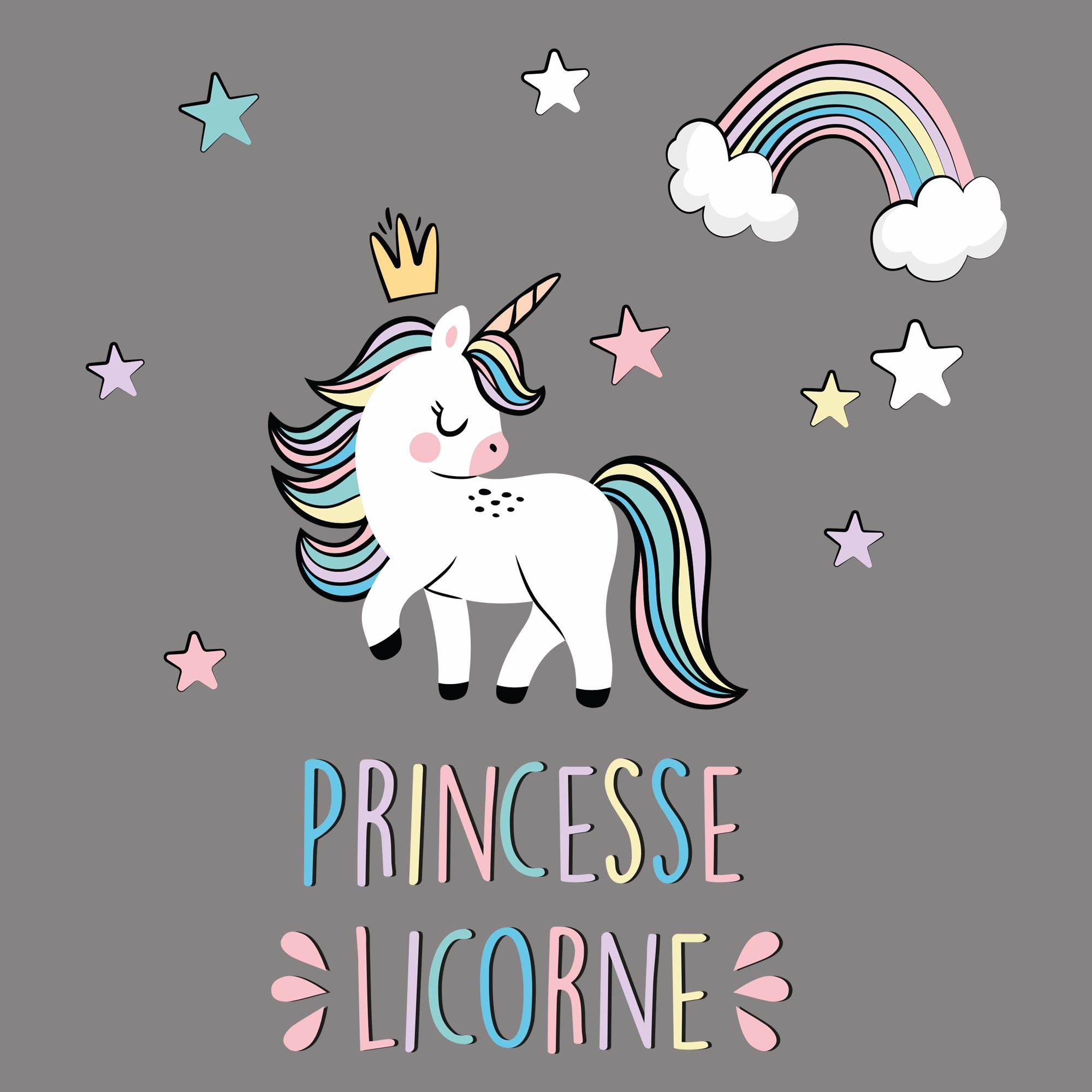 Sticker enfant princesse  licorne  OBJETS DECORATION 