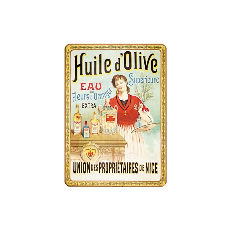Plaque vintage huile d olive supérieure