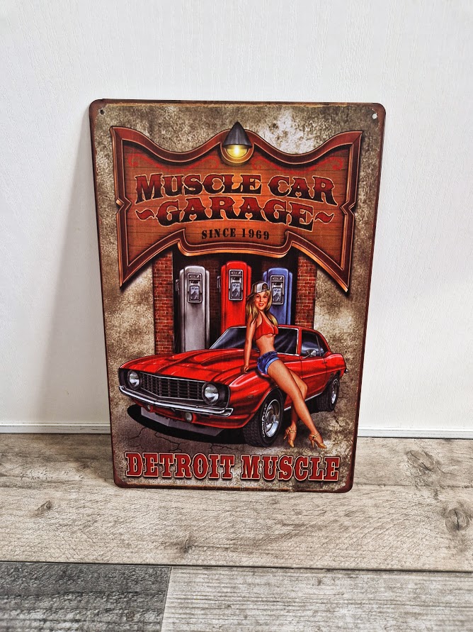 Plaque Muscle car garage pin up