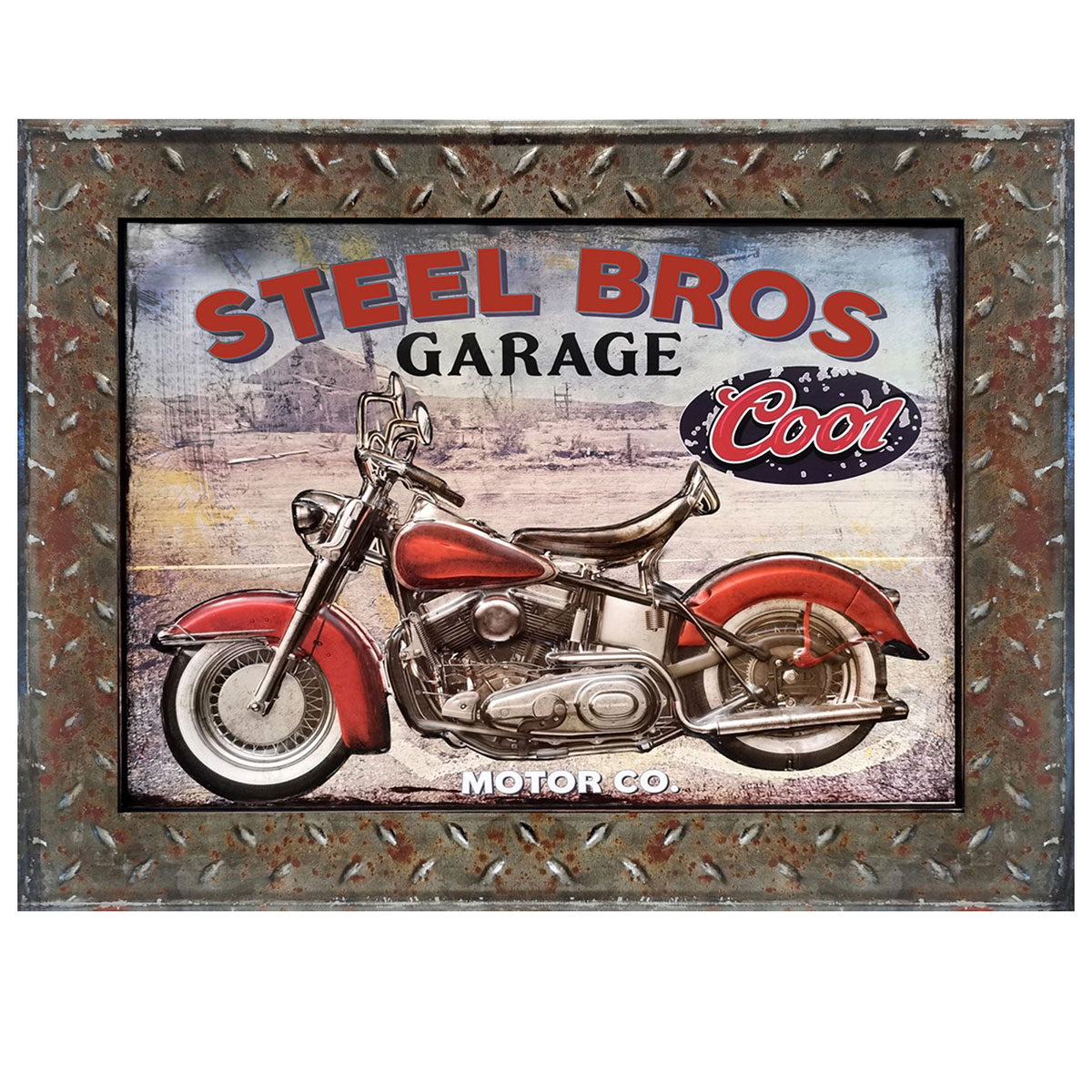 Plaque géante moto Steel Bros