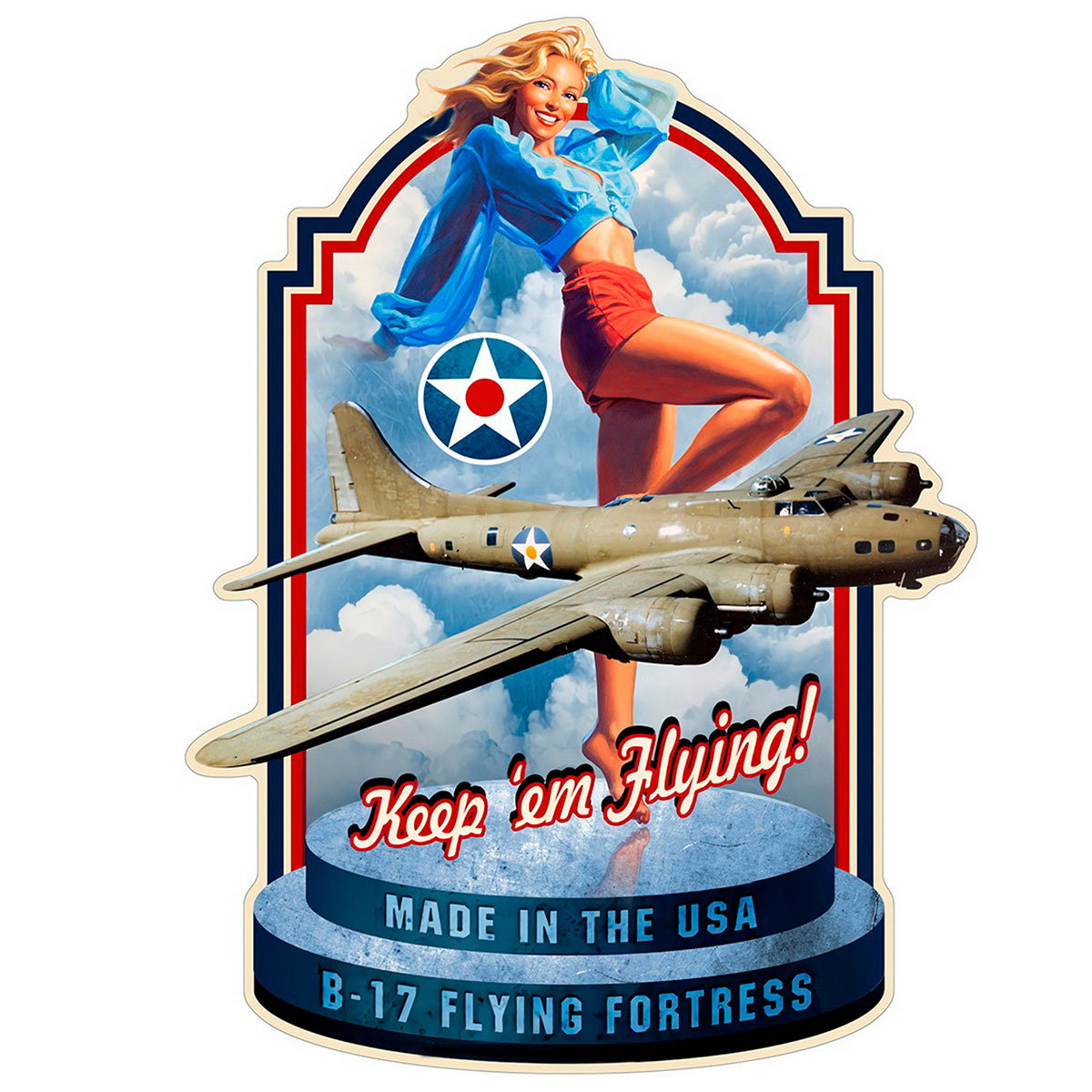 Plaque géante pin up B 17 flying fortress