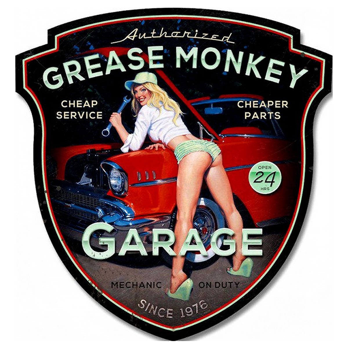 Ecusson grease monkey pin up