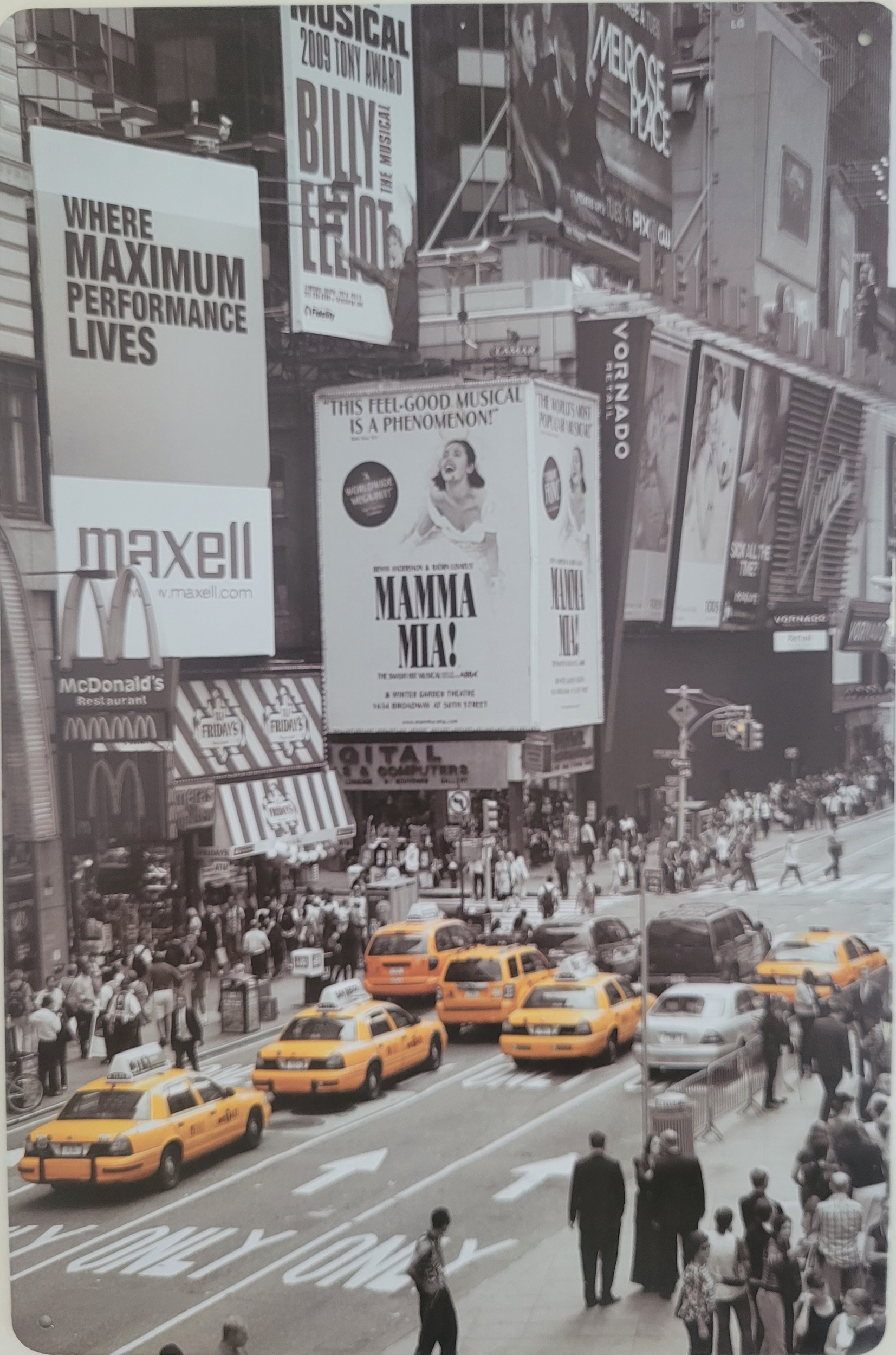 Plaque métal taxi New-York Mama Mia