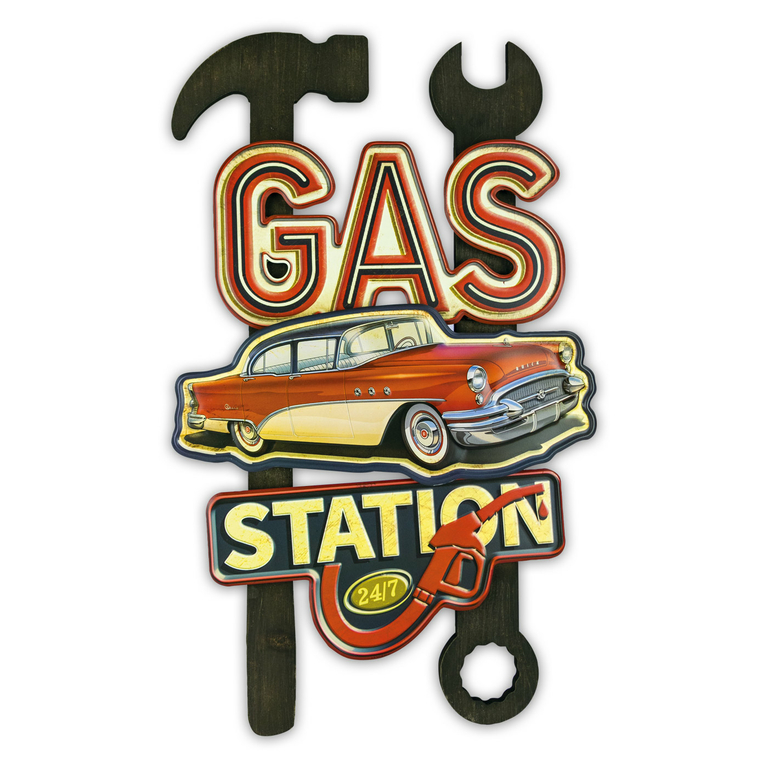 Panneau Gas Station Pinup And Route 66 Inexmob 