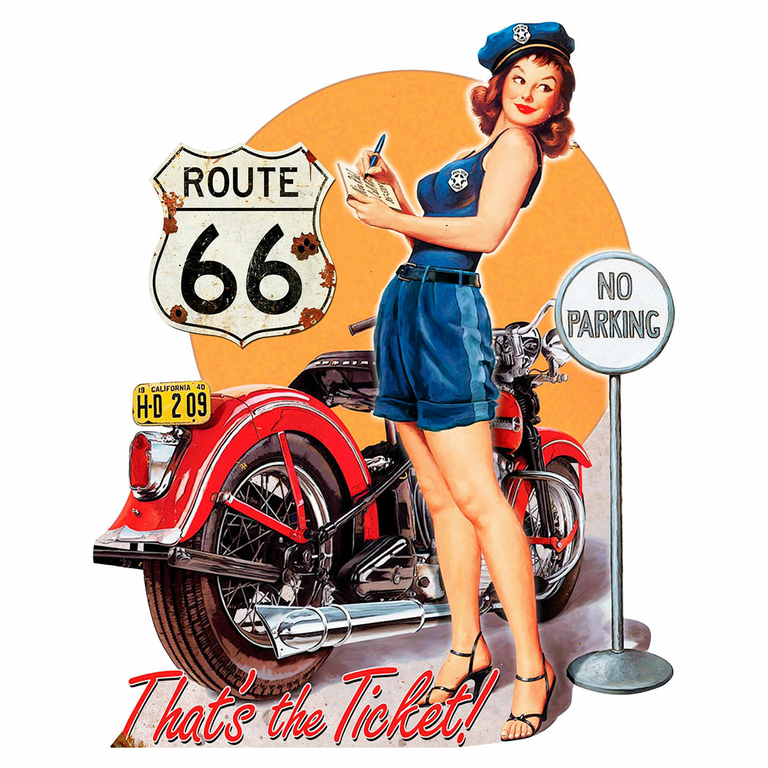 Plaque Géante Pin Up Police Pinup And Route 66 Inexmob 