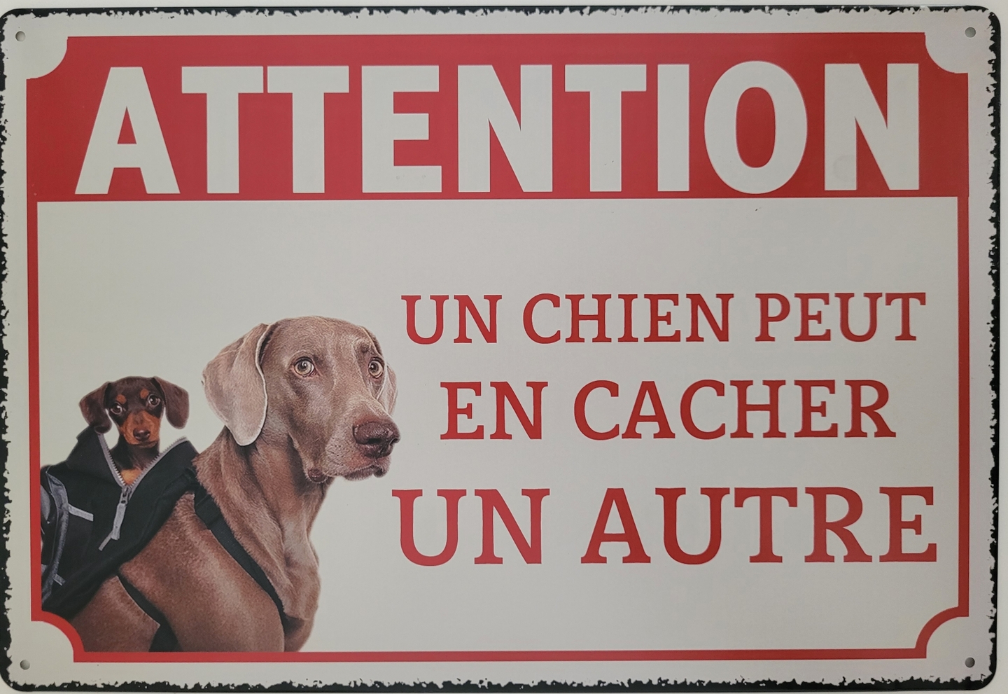 Plaque métal attention au chien