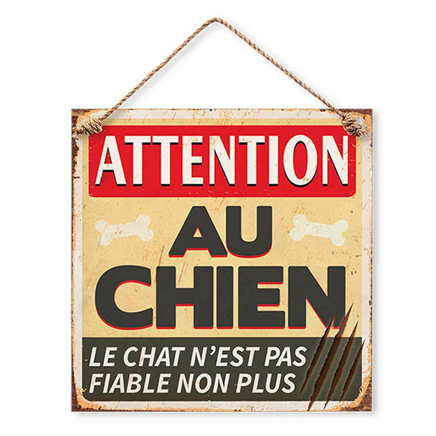 Plaque décorative attention au chien - PLAQUES METAL/Animaux - inexmob