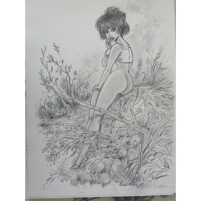 Walthéry - Lithographie Pin-up - signée